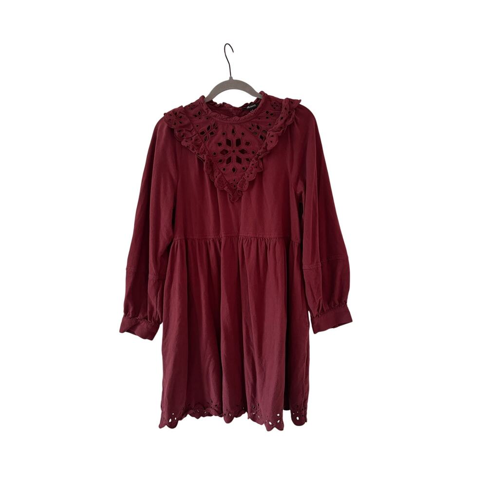 Madewell Burgundy Eyelet Detail Dress M - Picture 2 of 10